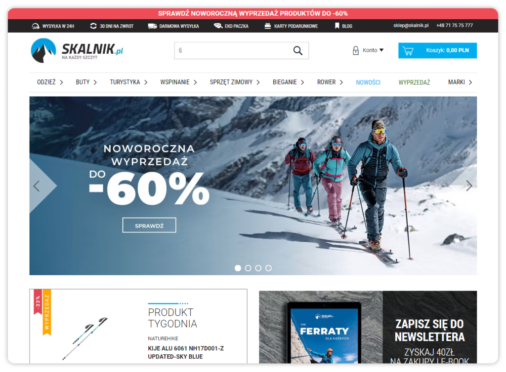 layout of the website of the skalnik.pl store - what impression does it leave? Does it serve user experience?