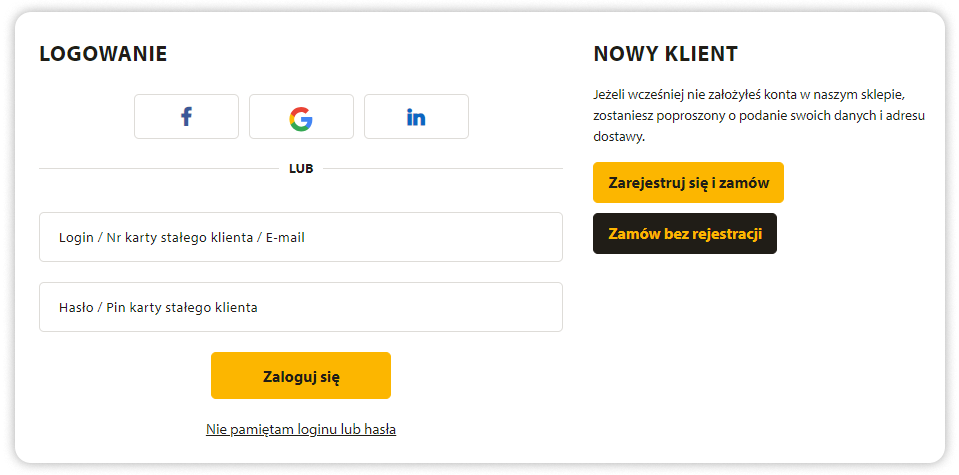 laplander.pl store login screen